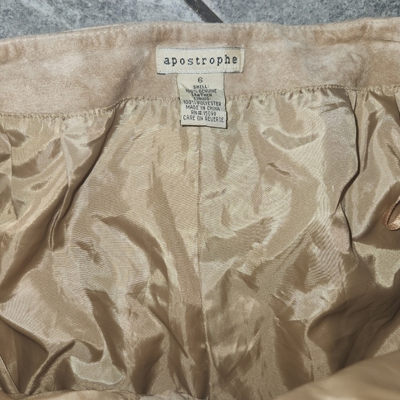 APOSTROPHE 100% Leather Lined   Pants size 6  Inseam 30' Tan Color - Picture 3 of 6